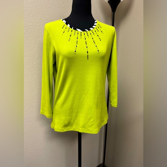 Vincente’ Retro Unique 90s Y2K Vibrant Green Embellished Blouse - Size Small - Picture 1 of 10
